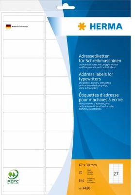 HERMA Address labels for typewriters A4