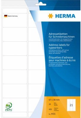 HERMA Address labels for typewriters A4