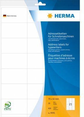 HERMA Address labels for typewriters A4