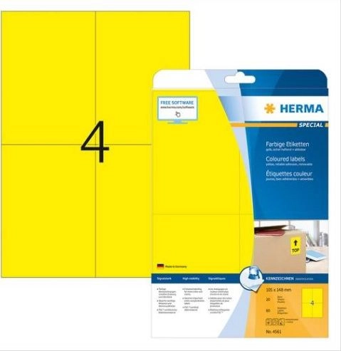 HERMA 4561 self-adhesive label Rectangle Yellow