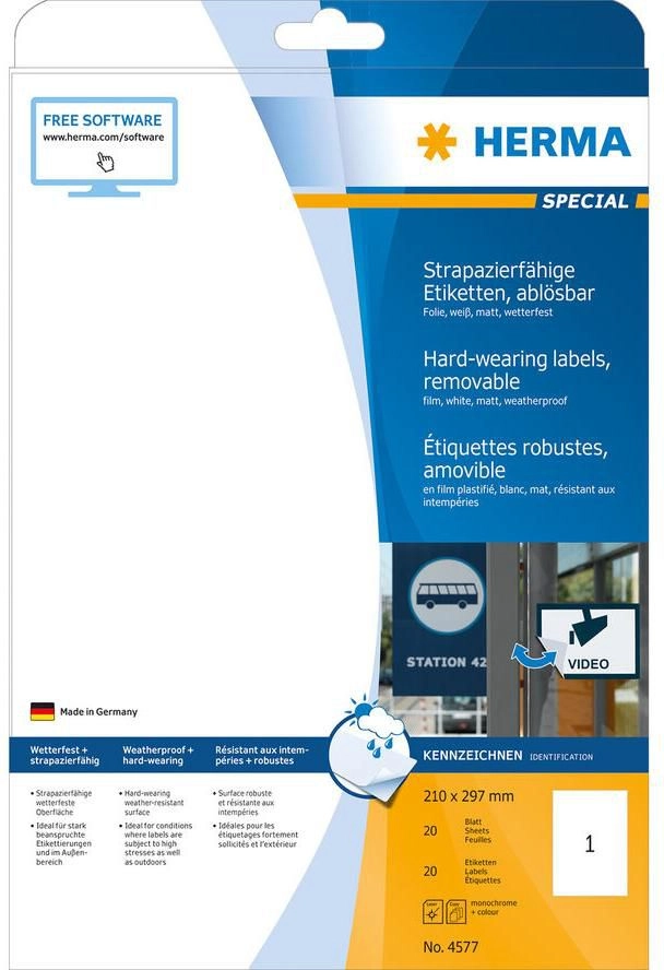 HERMA 4577 self-adhesive label Removable White