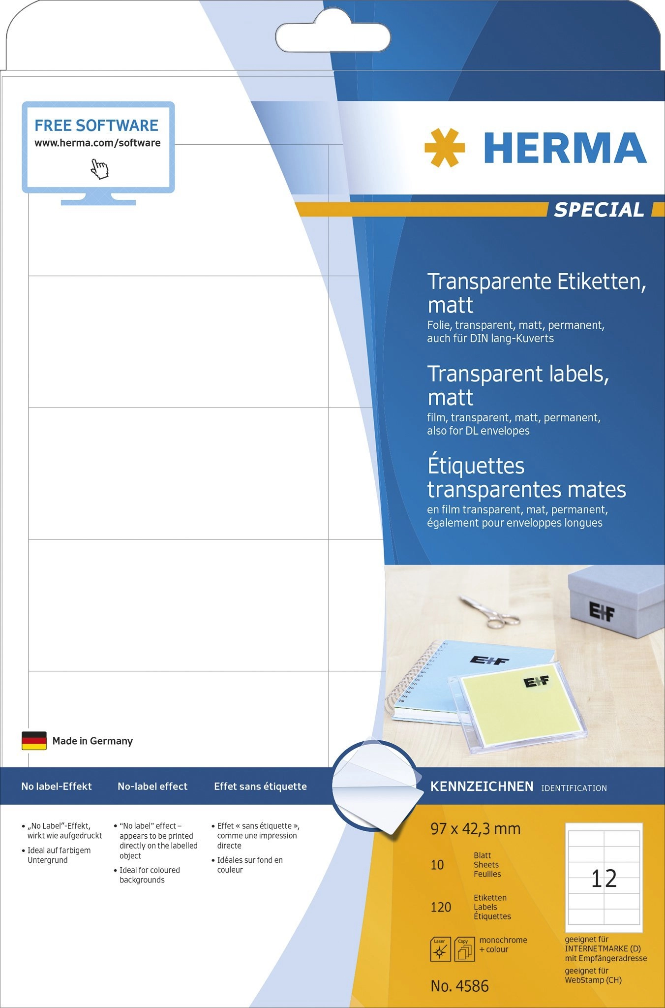 HERMA 4586 self-adhesive label Rounded rectangle