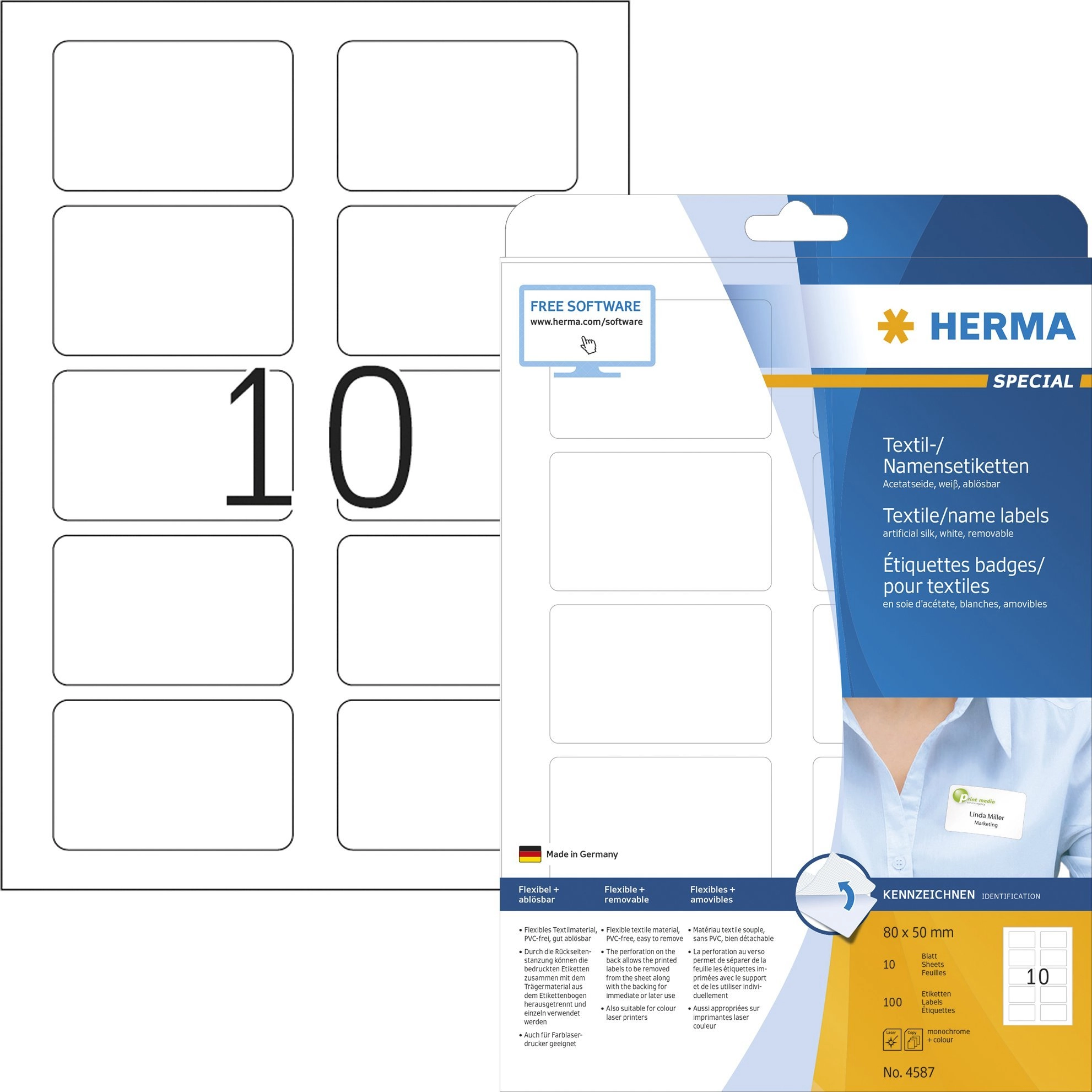 HERMA 4587 self-adhesive label Rounded rectangle