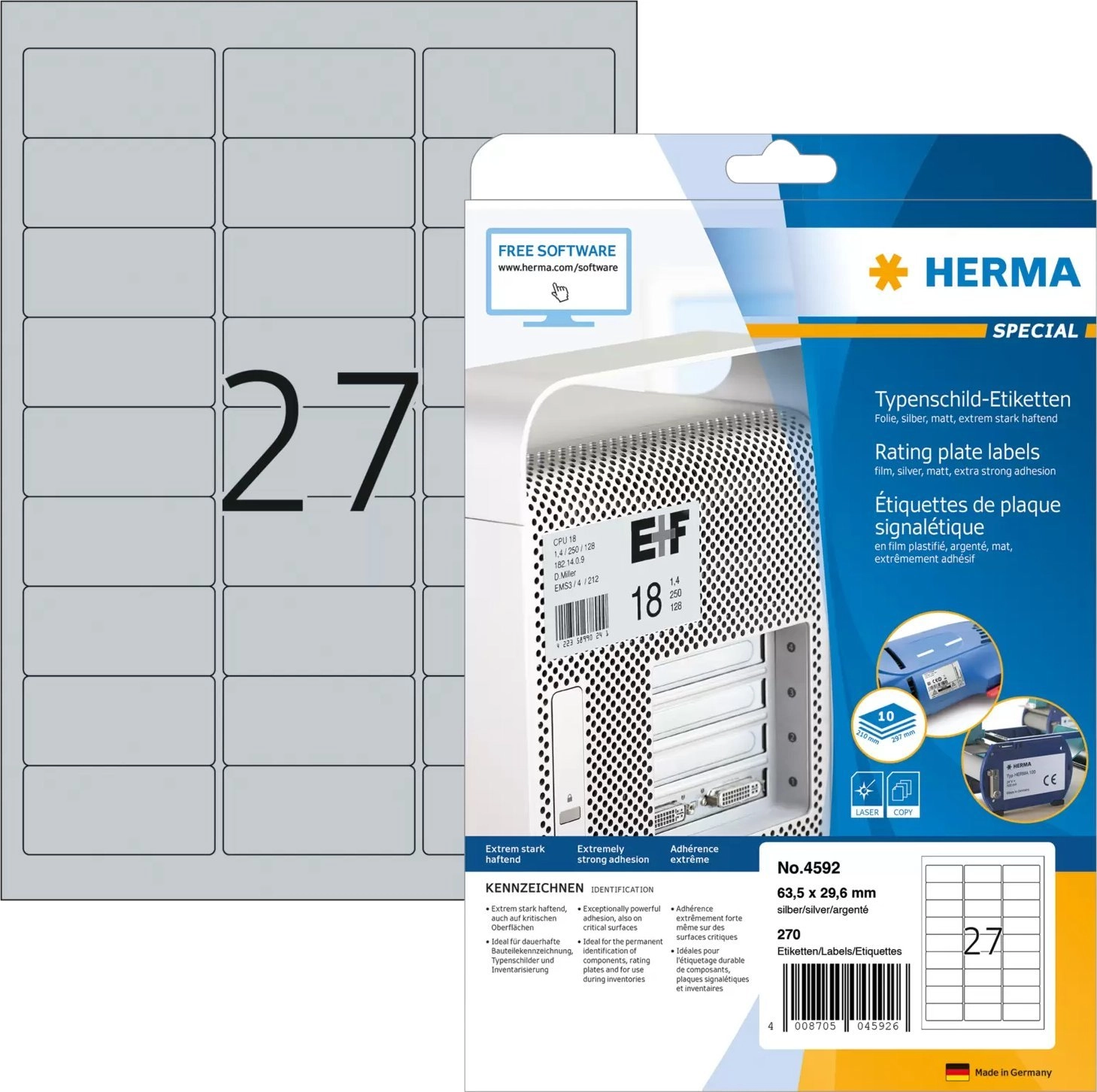 HERMA 4592 self-adhesive label Rounded rectangle