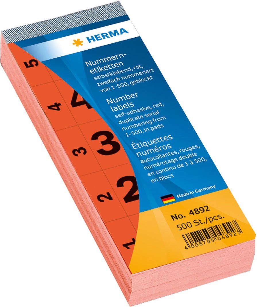 HERMA Number blocks self-adhesive red 28x56