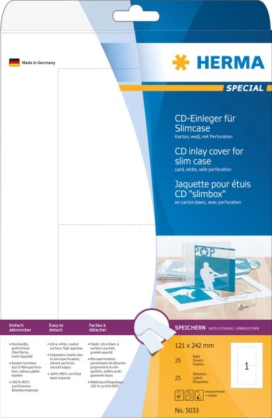 HERMA CD inlay card for slim