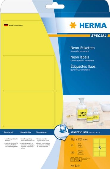 HERMA Neon labels A4 99.1x67