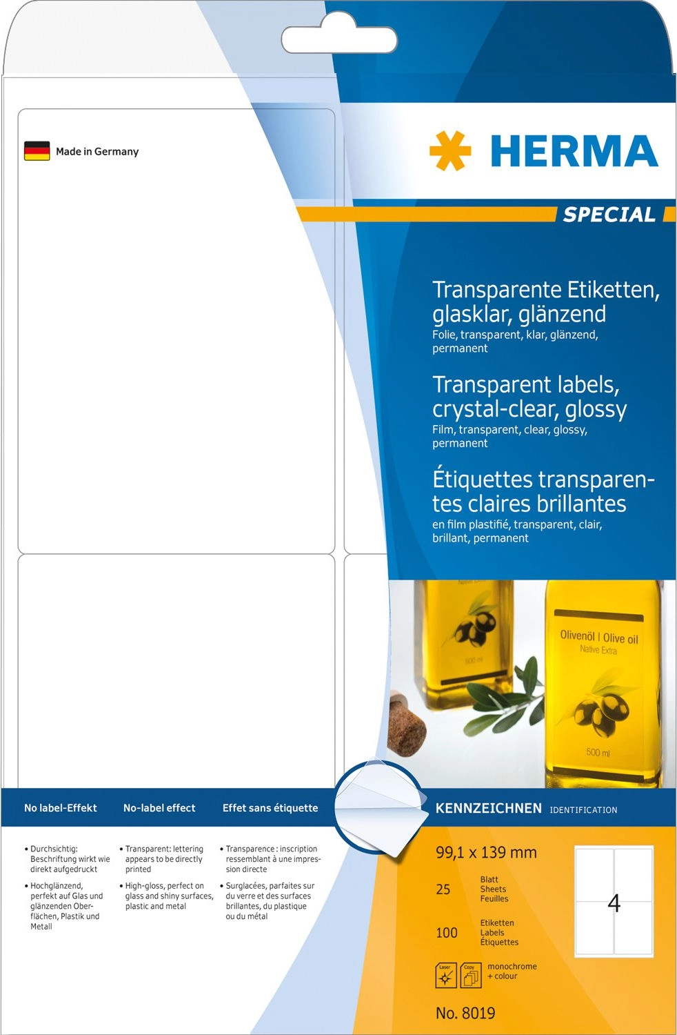 HERMA Labels transparent crystal-clear A4 99