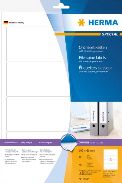 HERMA File spine labels A4 192x61