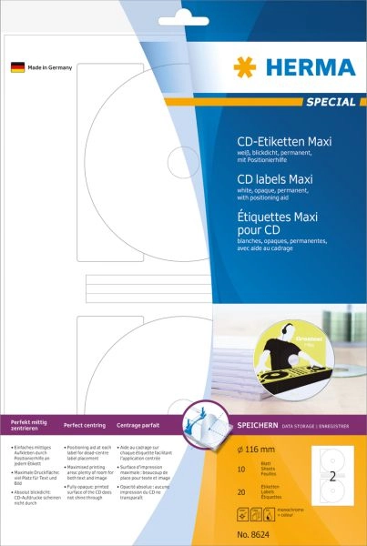 HERMA CD labels Maxi A4 Ø