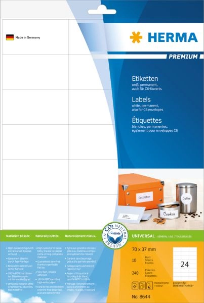 HERMA Labels Premium A4 70x37 mm