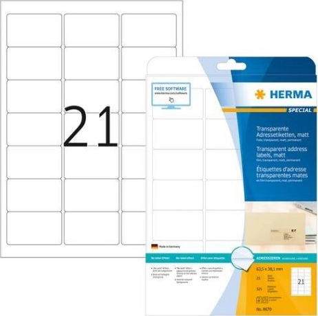 HERMA Address labels transparent matt A4
