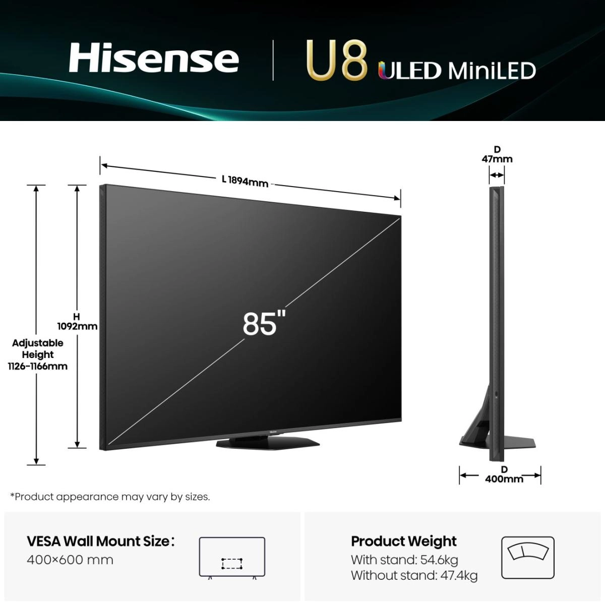 Hisense 85U8Q 2.16 m (85&quot