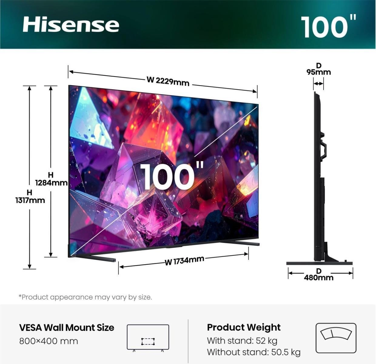 Hisense 100Q7S PRO 2,54 m (100") 4K Ultra HD Viedtelevizors Wi-Fi Melns