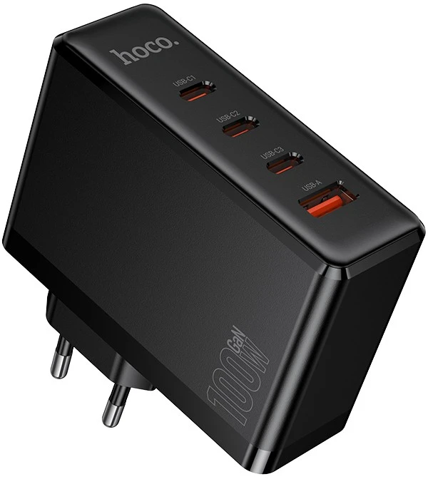 Įkroviklis Hoco N85 100W 3xUSB-C/USB-A juodas