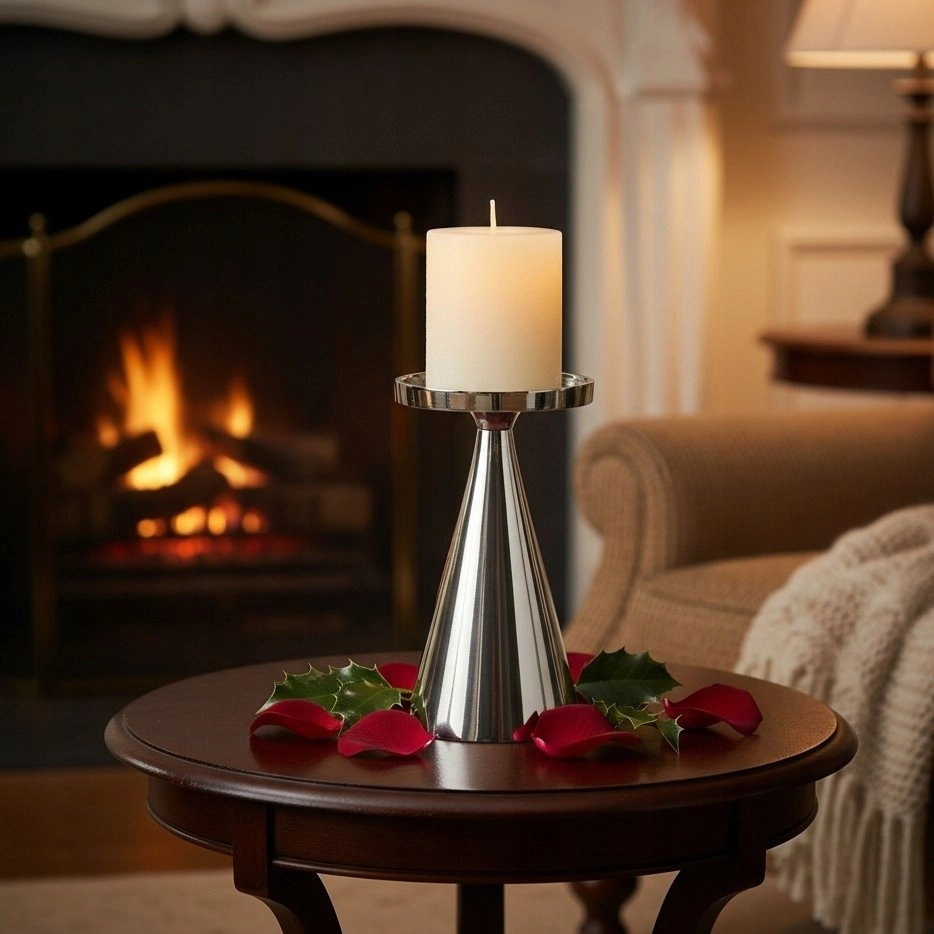 Home Styling Collection Decorative candlestick  silver