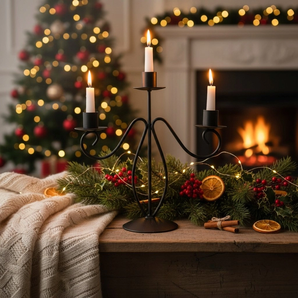 Home Styling Collection Three-armed candlestick  metal