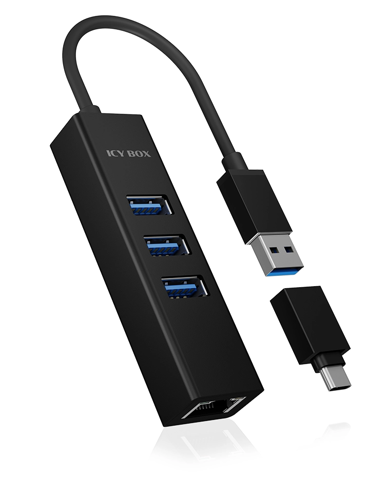 ICY BOX IB-HUB1419-LAN Hub - 3