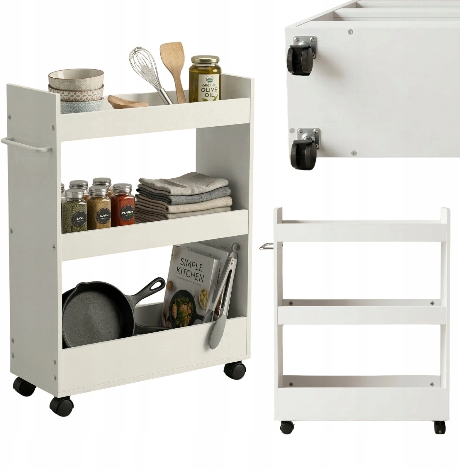 Ikonka Narrow kitchen shelf on wheels