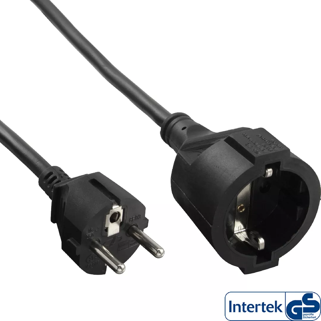 InLine Power extension cable black 3m