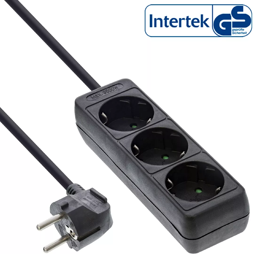 InLine Socket strip 3-way earth contact