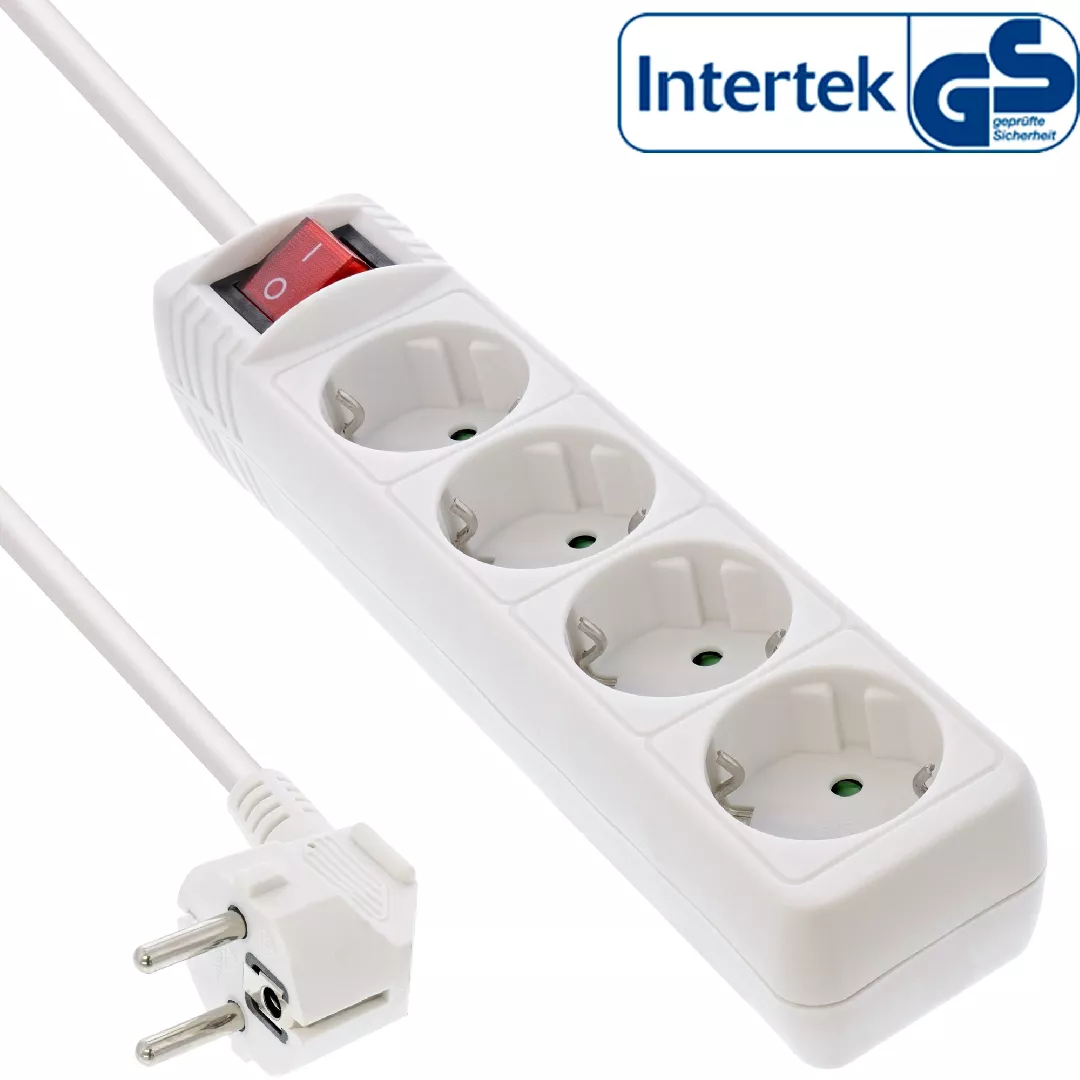 InLine Socket strip 4-way earth contact