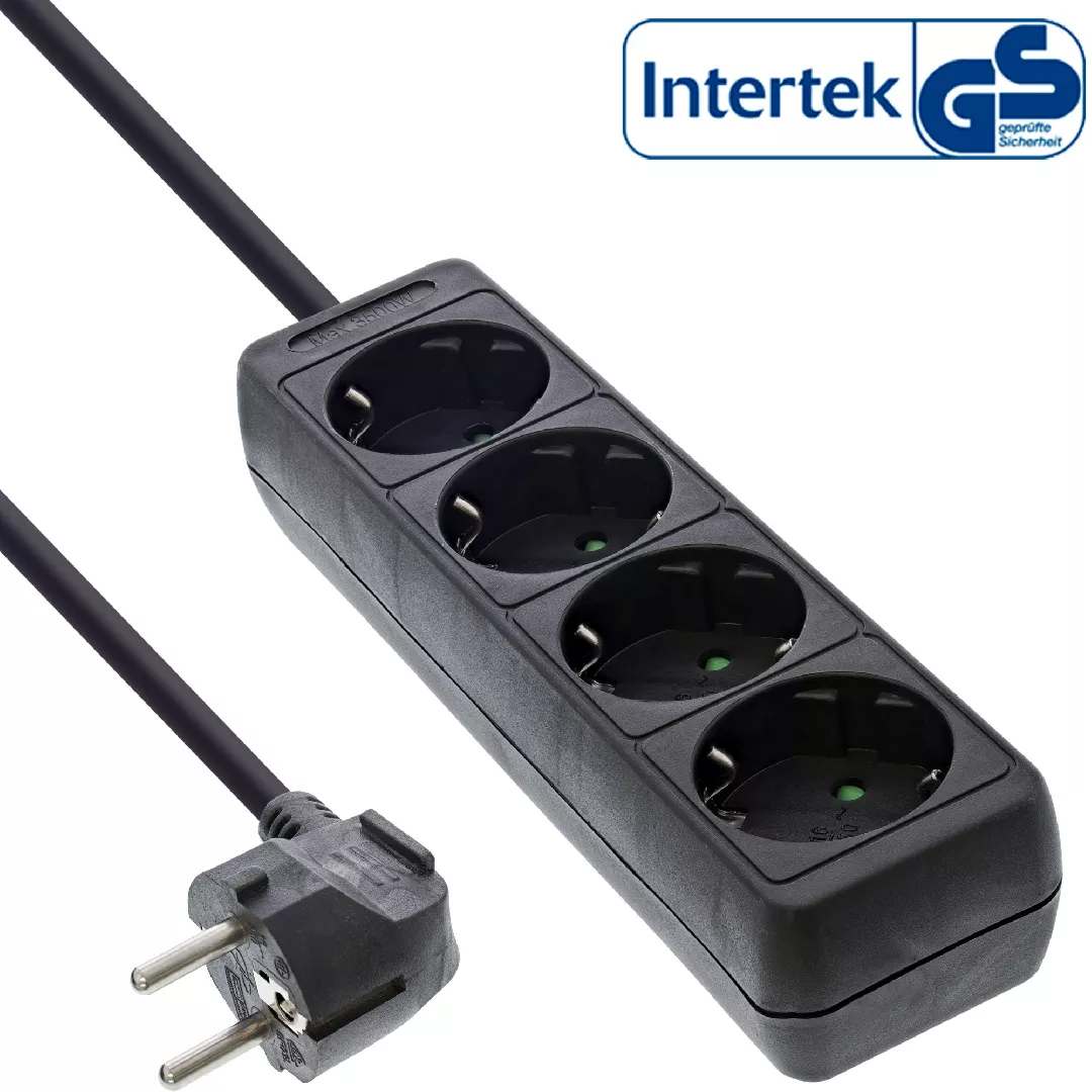 InLine Socket strip 4-way earth contact