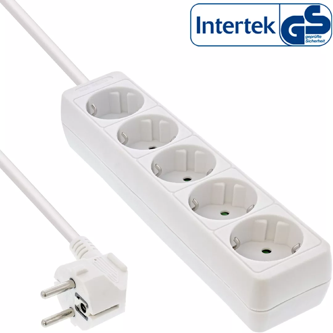 InLine Socket strip 5-way earth contact