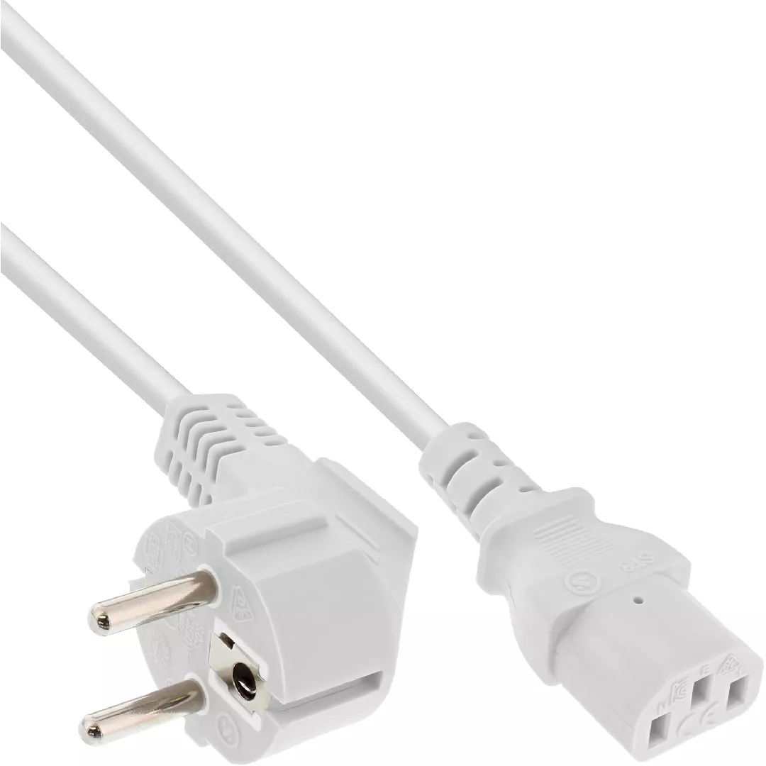 InLine power cable CEE 7/7 angled