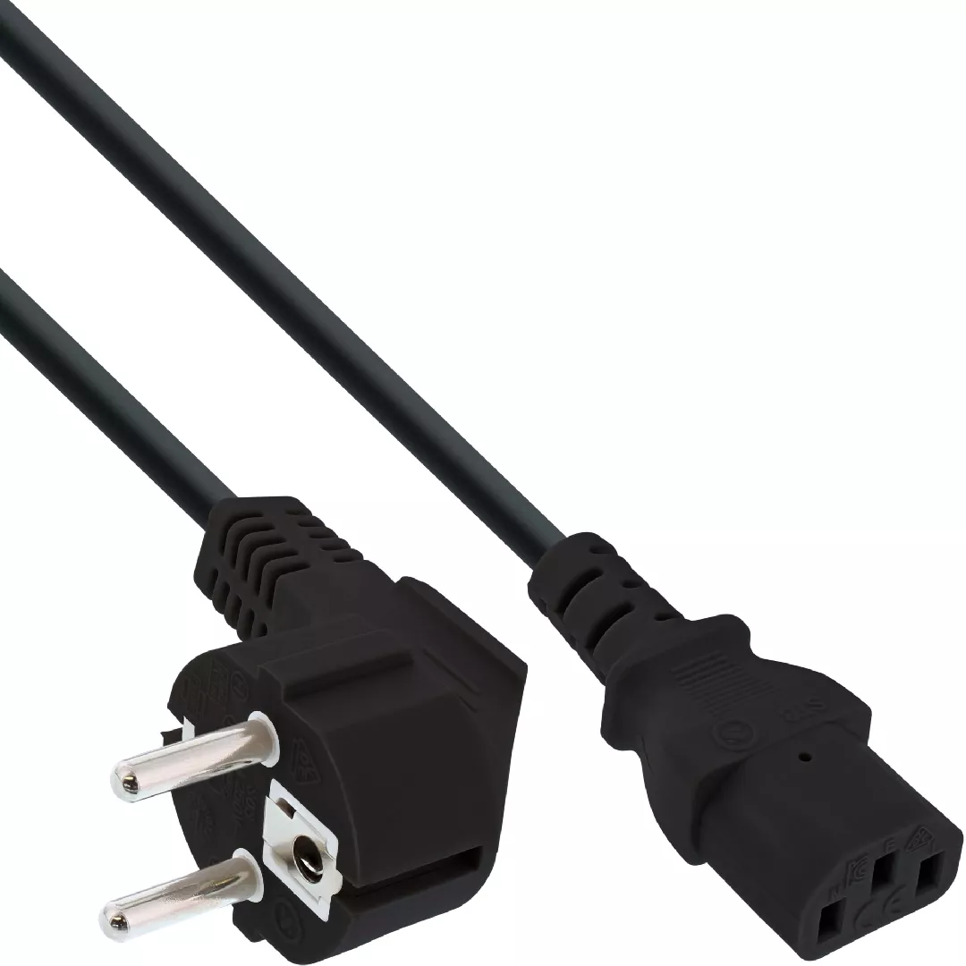 InLine power cable CEE 7/7 angled