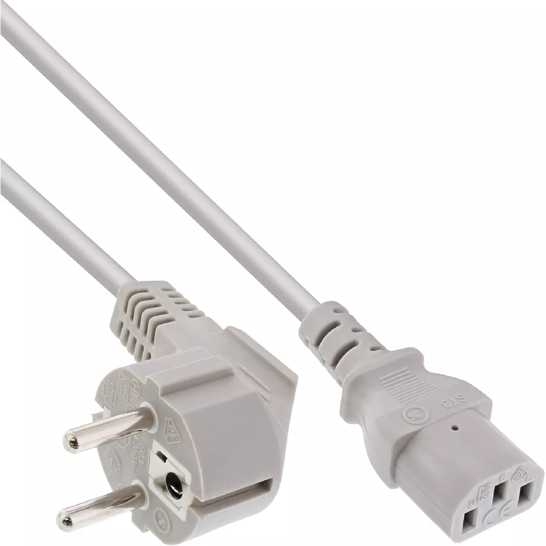 InLine power cable CEE 7/7 angled