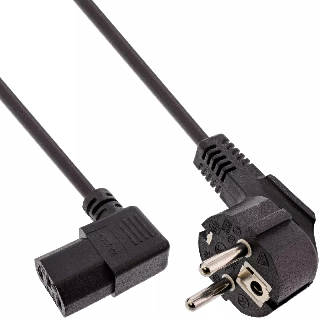 InLine power cable CEE 7/7 angled