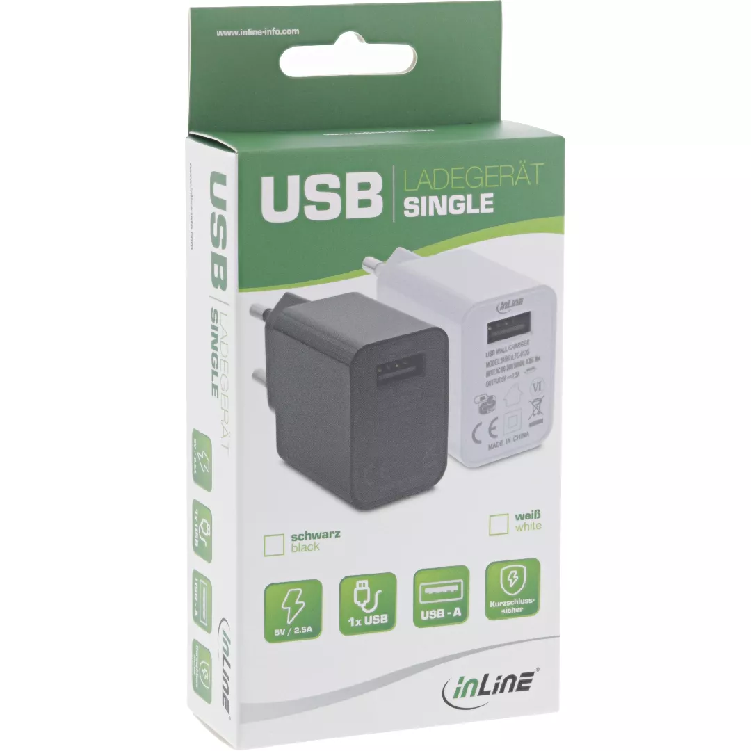 InLine USB Power Adapter Single  100-240V