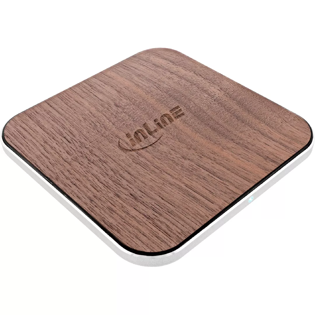 InLine Qi woodcharge wireless fast charger