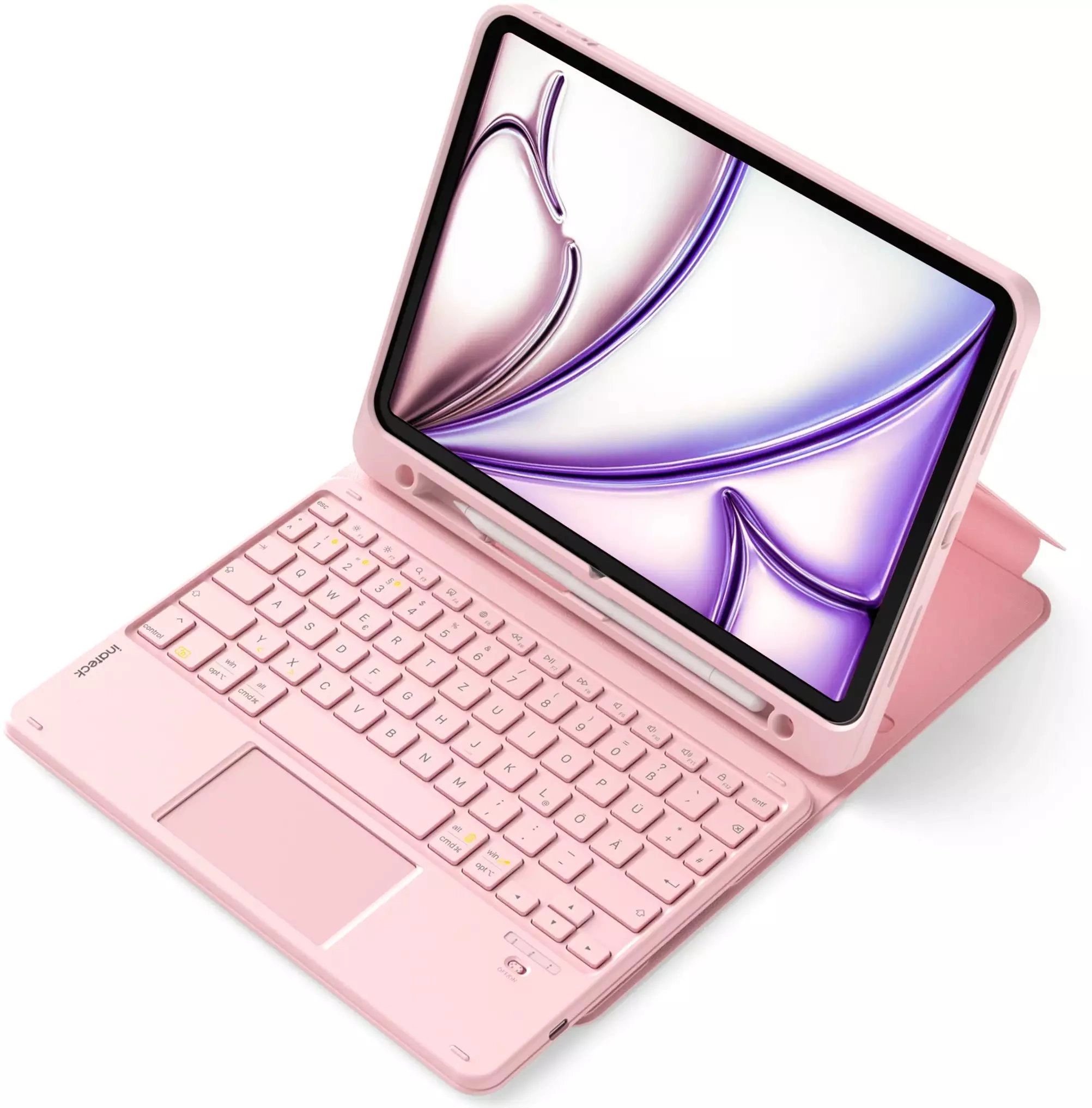 Inateck N0001 pink Bluetooth-Tastatur-HĂĽlle fĂĽr iPad