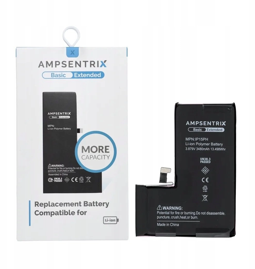 AmpSentrix Basic battery for iPhone 15