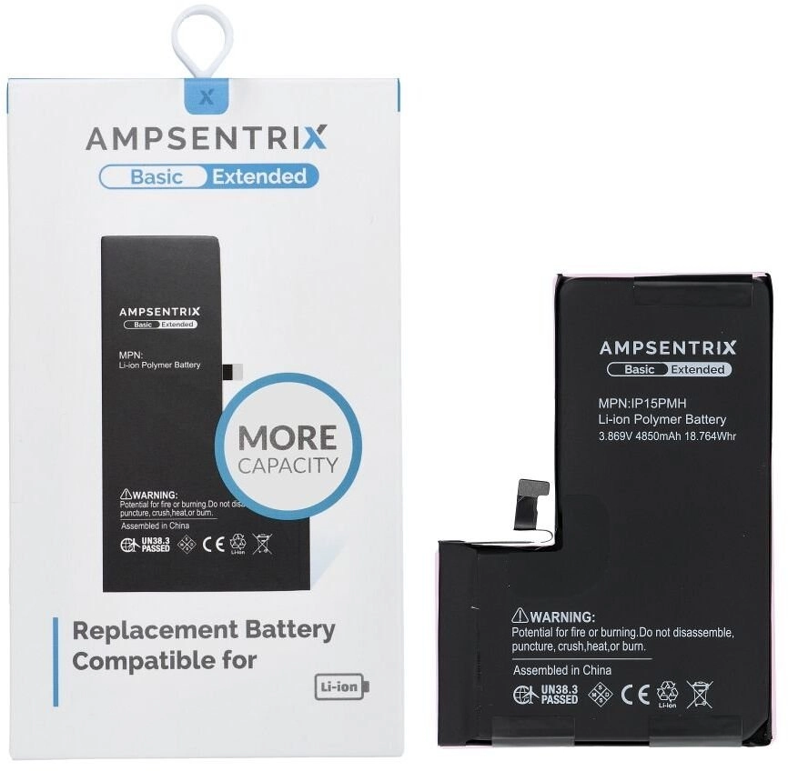 AmpSentrix Basic battery for iPhone 15