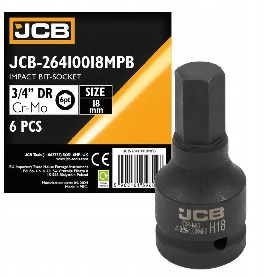 JCB Impact bit socket 3/4`` 18mm