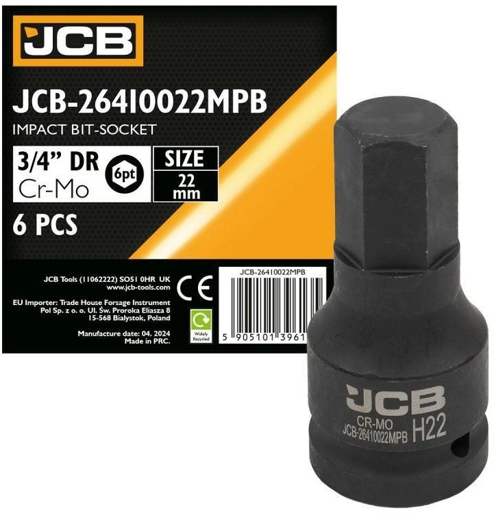 JCB Impact bit socket 3/4`` 22mm
