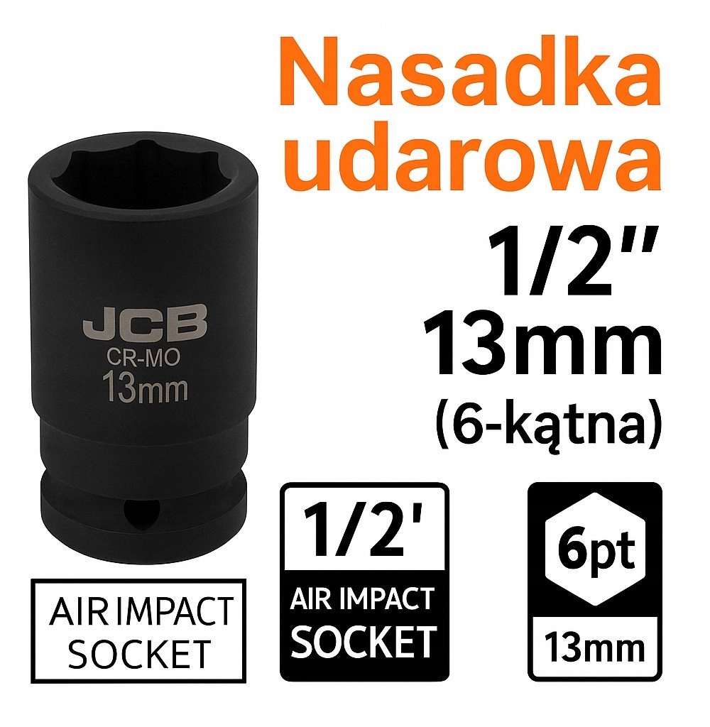 JCB Impact socket 1/2`` 13mm (6-point)