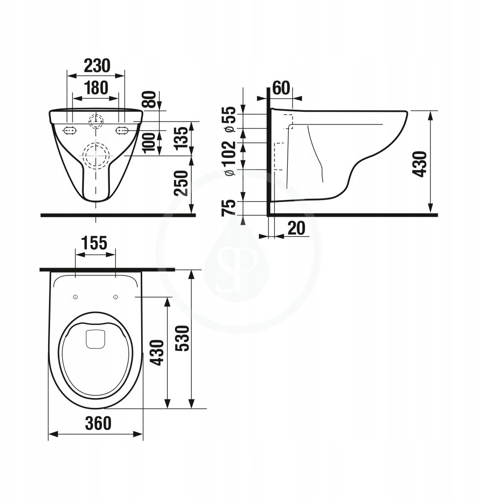 WC WALLHUNG WD RIMLESS LYRA PLUS