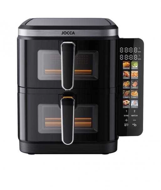 Double hot air fryer with windows