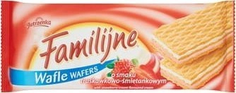 Jutrzenka Familijne Wafle o smaku truskawkowo-śmietankowym