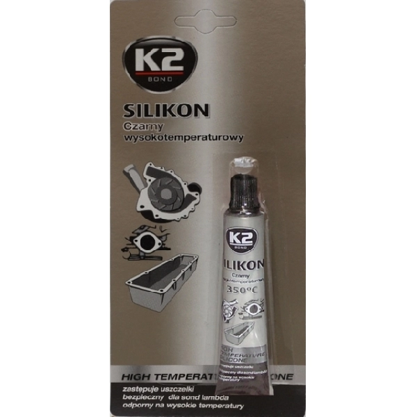 K2 Silikon wysokotemperaturowy czarny 21g na