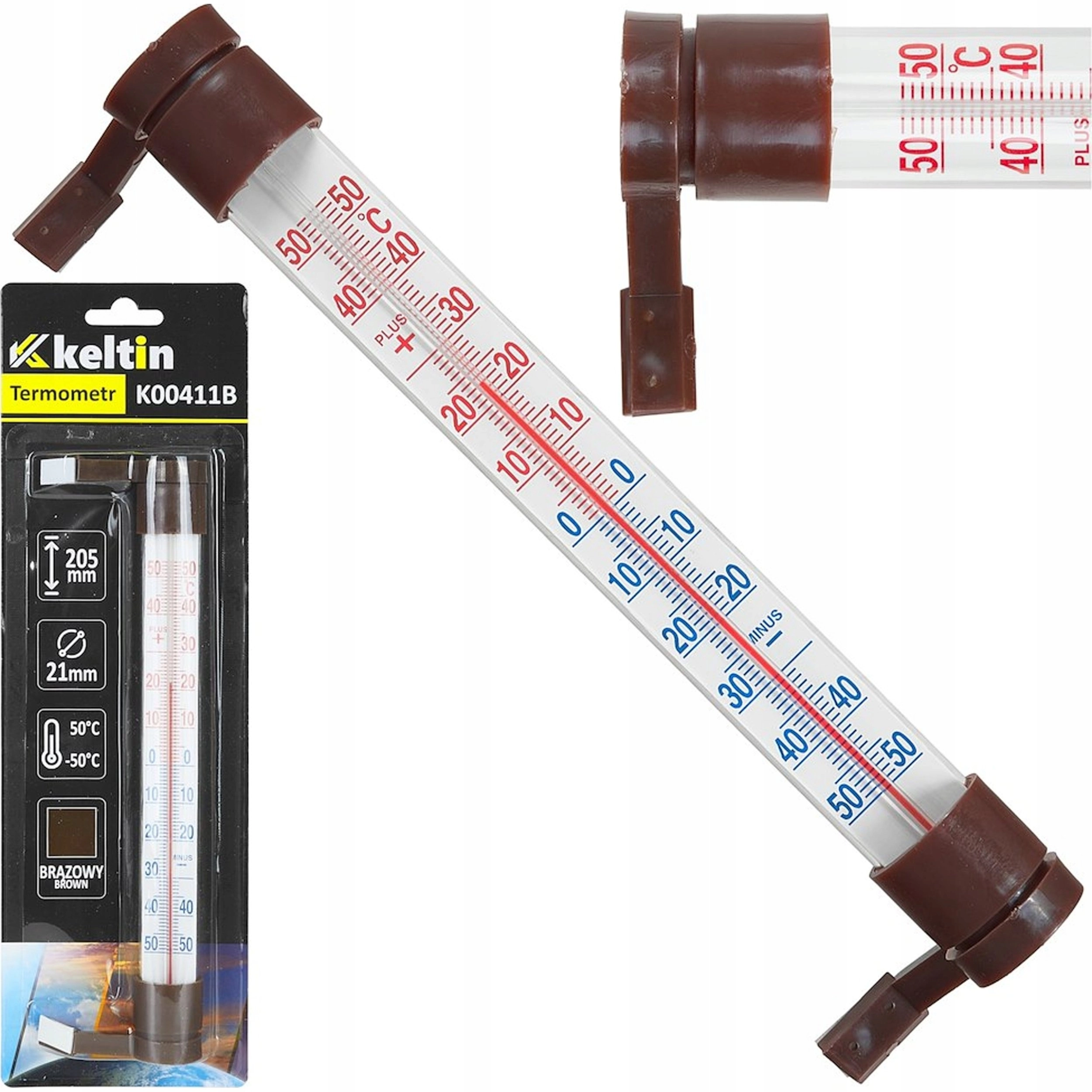 KELTIN Window thermometer 233x24mm / brown