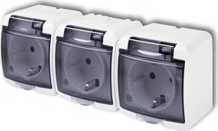 KOS JUNIOR Triple socket SCHUKO (smoke