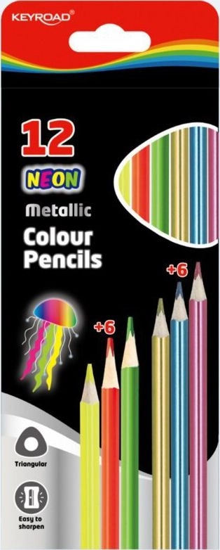 Triangular metallic and neon keyroad pencil