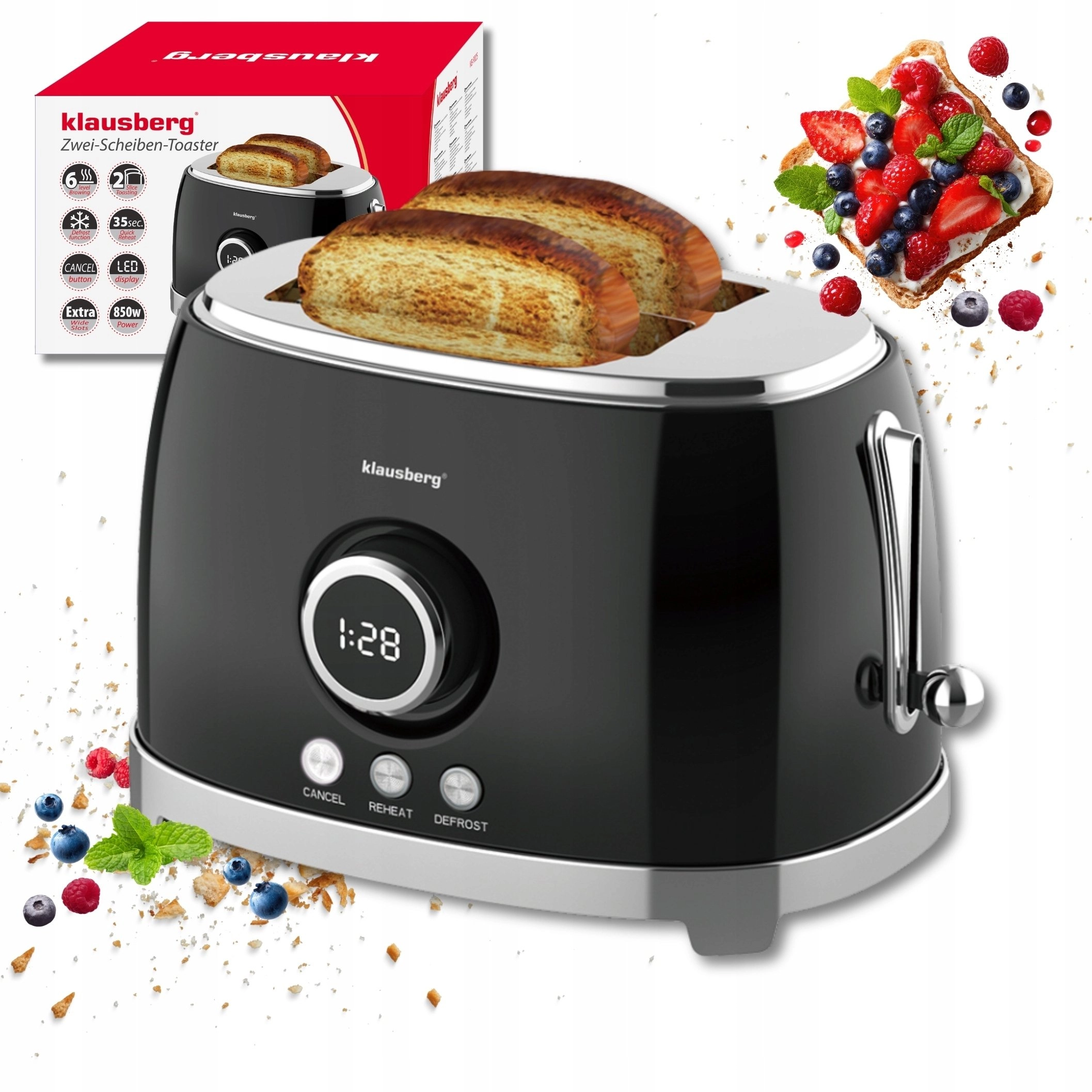 Klausberg toaster TOASTER FOR 2 SLICES
