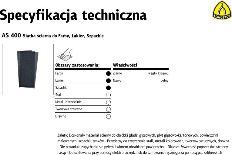 Klingspor K.SIATKA ŚCIERNA AS400 gr