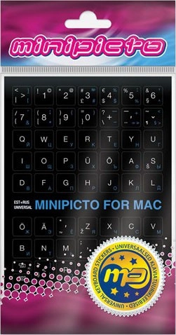 Minipicto keyboard stickers EST/RUS KB-MAC-EE-RU-BLK  black/white/blue